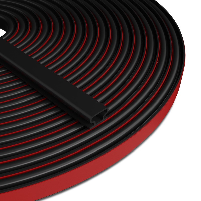 JSIWOTH Weather Stripping, Black D-Shaped Rubber Seal Strip for Doors/Windows,