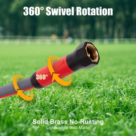 SANFU Upgraded Hybrid Lead-In Garden Hose 5/8-Inch X 3 FT, Burst 800PSI, Water Hose Flexible, With Grip Handle, 3/4" GHT Solid Brass Fittings, Gray + Red