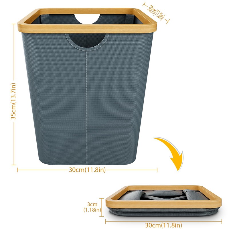 Vireon Office Waste Paper Bin Made of Bamboo - Oxford