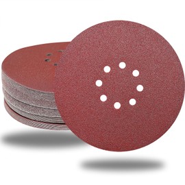 50 PCS 9 Inch 8 Hole 80 Grit Drywall Sanding Discs, 9" High-Performance Sandpaper Discs with Hook & Loop Backing, Fast Cutting Aluminum Oxide Abrasive for Drywall Power Sander, Wood