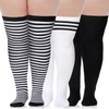 Breathffy 3 Pair Plus Size Thigh High Socks over The