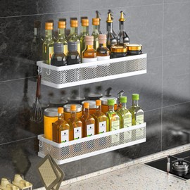 PUSDON Metal Wall Hanging Basket 2 Packs DIY Suitable for Multiple Scenes - Large White Netting