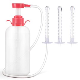 Douche Bulb Kit, Cleanser Douche for Women, Reusable Manual Pressure Cleaning System Portable Kit with 3 Heads, Non-Toxic, 100% Safe, 600ml Capacity