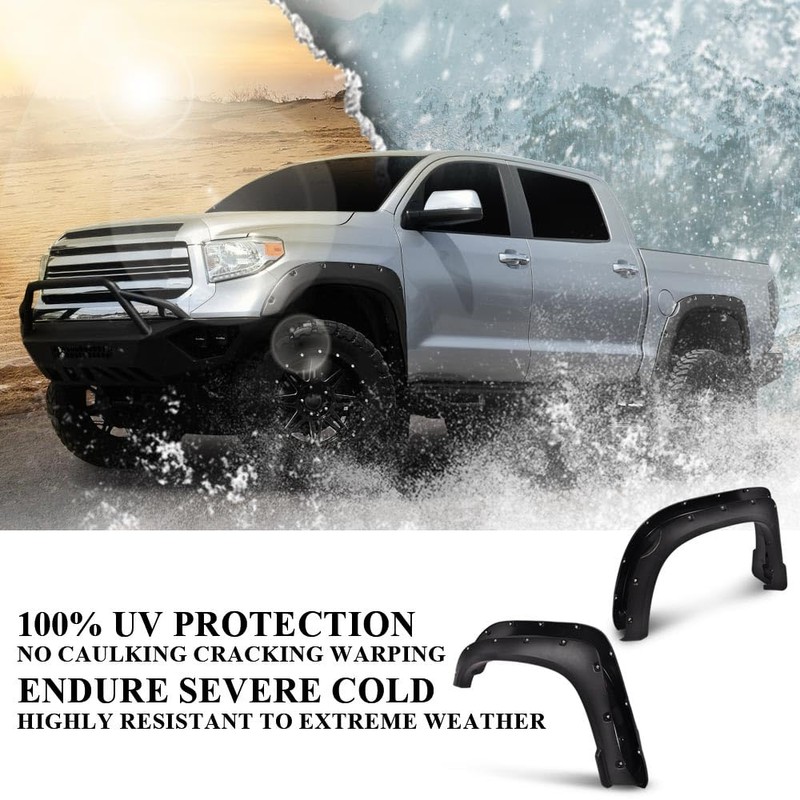 G-PLUS 4PCS Riveted-Pocket Fender Flares Compatible with Toyota Tundra 2014