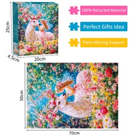 Deer Girl Jigsaw Puzzle 1000 Pieces Adult White Deer Graceful Girl Puzzle Adult 1000 Pieces Puzzles