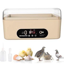 Chicken Egg Incubator, Automatic Egg Hatching Incubator, 4-6 Mini Digital Poultry Hatcher, with Automatic Egg Turning Temperature Control Humidity Display for Hatching Chicken Quail Duck Bird Eggs
