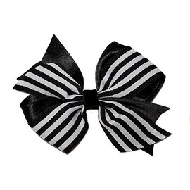 EmilyRose Couture Ribbon Twist Hair Bows (Black Stripes, Alligator Clip)