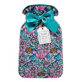 William Morris Hot Water Bottle 620ml Size, Velvet Soft Cover, Bedtime Warmth, Beauty Gift for Her, Travel Size and Vegan Friendly, at Home Beautiful Sleep Collection