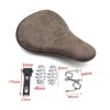 GOODFITMENT Retro Brown Motorcycle Soft Leather Solo Seat Spring For