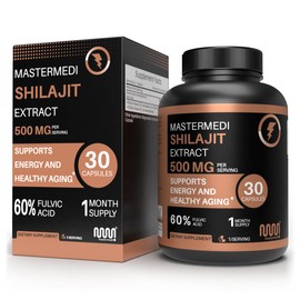 MasterMedi Himalayan Shilajit 500MG Per Serving, Capsules 30 Count with Fulvic Acid & Trace Minerals for Enhanced Energy and Immune Support Men & Women (1 Month Supply)