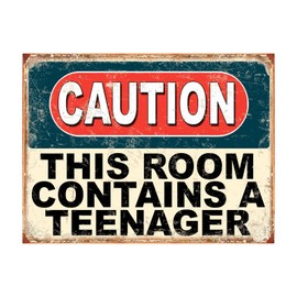 Shawprint Caution This Room Contains A Teenager Funny Metal Signs Home Pub Indoor & Outdoor Garden Bar Garage Vintage Wall Plaque Gift Retro (A4)