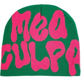 TaowaveWomen Beanie Y2k Hat,MEA Culpa Graphic Beanies Designs,Winter Hat Knit Skull Cap for Women (US, Alpha, One Size, Green Rose)