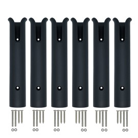 Wall Mounted Fishing Rod Holders Tubes Links Fishing Rod Holder Rack Rests (6-TUBE Black-HiUmi-US)