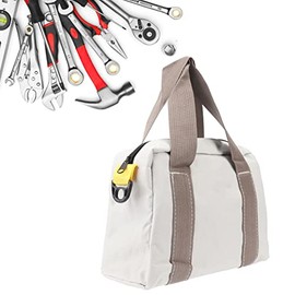 Wide Mouth Tool Bag Heavy Duty Waterproof Canvas Handbag with Large Capacity for Electrician, Plumbing, Woodworking (14in)