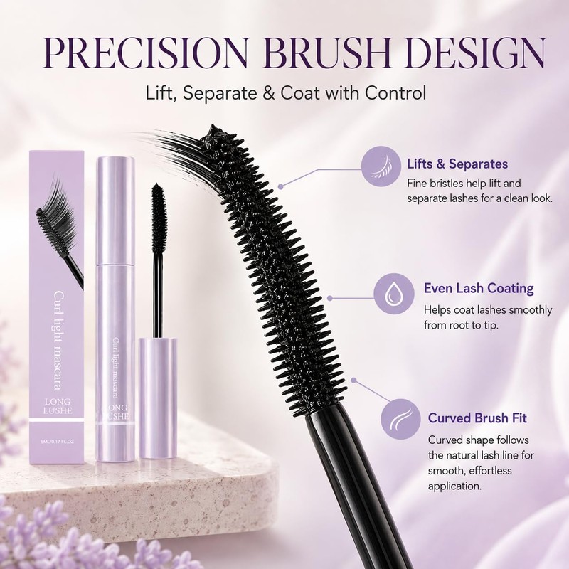 Curling Mascara with Curved Precision Brush, Lengthening & Lash Defining