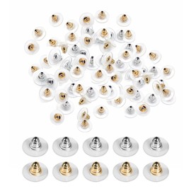 100pcs Safety Earring Backs Bullet Clutch Earring Backs with Pad Earring Safety Backs,Safety Backs Earrings Backs,Plastic Hypo-Allergenic Bullet Clutch Comfort Earring Backs(50pcs Silver&50pcs Gold)