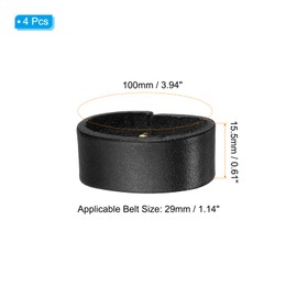 PATIKIL Leather Loop Keeper, 4 Pack Leather Loops Belt Keeper Loops Retainer Straps Replacement for 1.2"(31mm)/1.3"(34mm) Wide Belts/Straps, Black