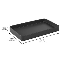 iDesign Steel Vanity Bathroom Organization and Storage-Matte Black Tray