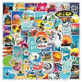 100 Pcs Summer Surfing Stickers for Kids Teens Adults Boys Girls,Stickers Pack for Laptop,Skateboard,Luggage,Car,Bike,Cup,Computer,Water Bottle Decor,Summer Surf Vinyl Waterproof Sticker Decals