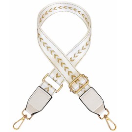 Kiwochy Bag Strap Shoulder Strap Wide Shoulder Strap White Handbags Shoulder Strap Shoulder Strap Canva Strap Width 1.5 Inch Length Adjustable 31.5 - 51 Inch Carabiner in Gold for Bags Handbags
