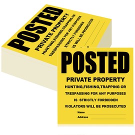 Geyee 100 Pack Posted Signs No Trespassing No Hunting Signs Private Property Self Adhesive Heavy Duty 11 x 11 Inch for Home Yard Garden Lawn Indoor Outdoor Use
