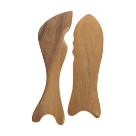 FRCOLOR 2pcs Fish Shape Wooden Massage Boards Natural Gua Scraping Tools for Muscle Relaxation Boost Lightweight Portable Home Massage Accessories