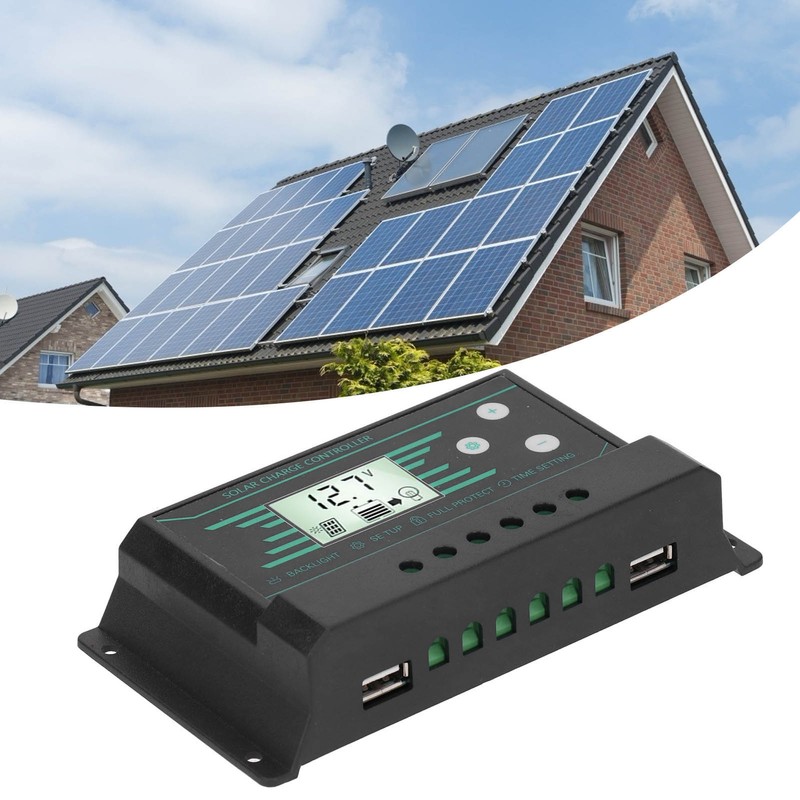 Solar Panel Regulator Charge Controller PWM Dual USB LCD Display