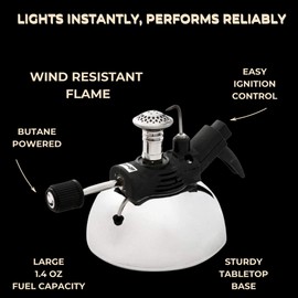 The Burner by ALEC Bradley – Table Cigar Lighter for Tobacco – Wind-Resistant, Butane-Powered, Easy to Use, Large Flame, Lights Up to 1,000 Cigars Before Refill