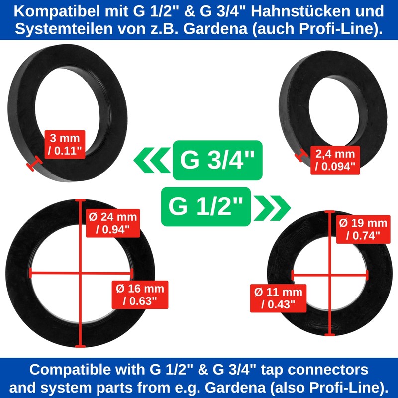 Replacement Flat Seal Set, 50 Pieces, for G 1/2 Inch