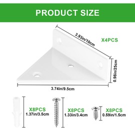 Pack of 4 Floating Shelf Brackets, Invisible Triangle Wall Brackets, Hidden Wall Shelf Brackets, Wall Mounted, Heavy Duty Metal Wall Brackets for Storage Shelf, Bookshelf（White）