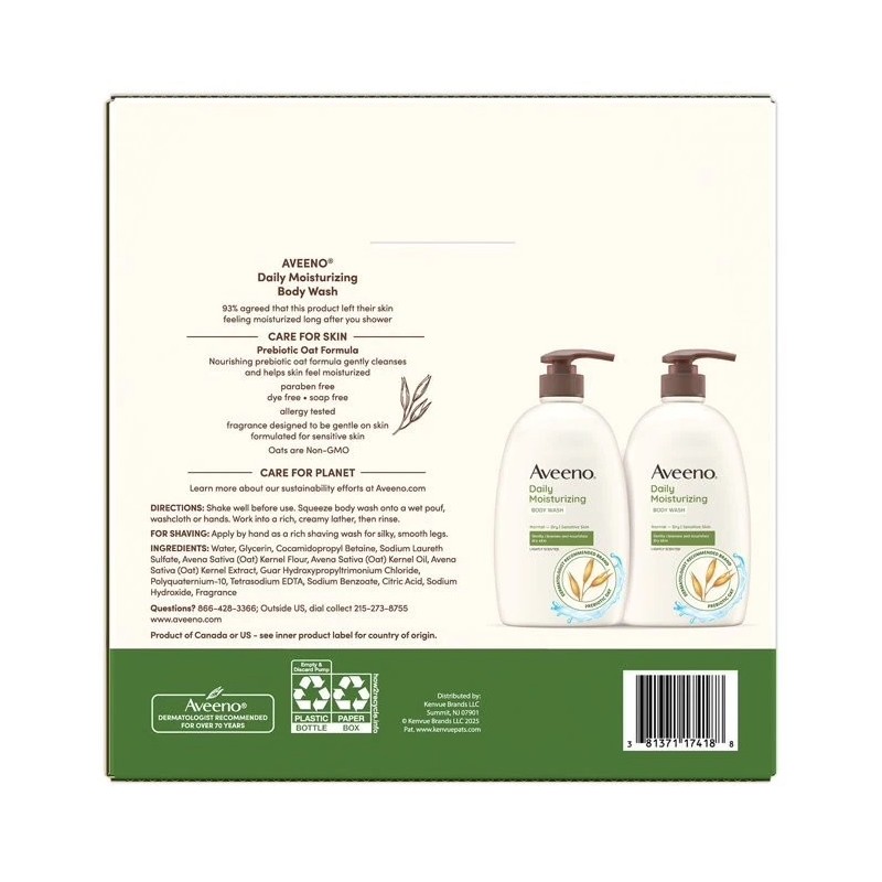 Aveeno Daily Moisturizing Body Wash, 33 fl. oz., 2 pk.