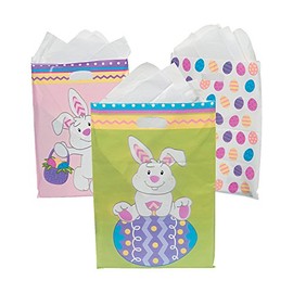 Fun Express Bulk Easter Gift Bags - Set of 50 in Assorted Designs - Party Supplies