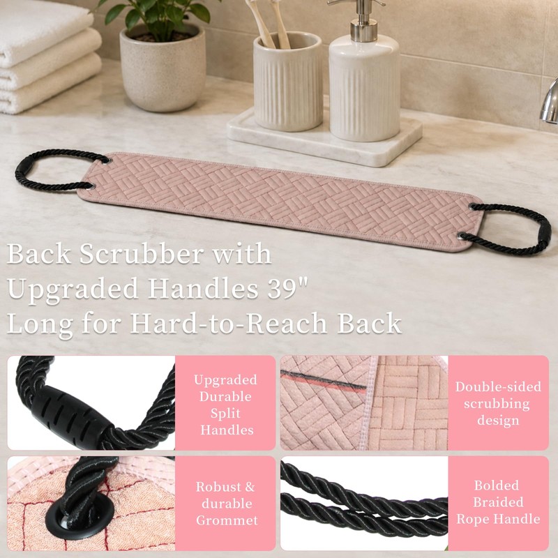 Extra Long 39in Double Sided Back Scrubber Non Slip Handle