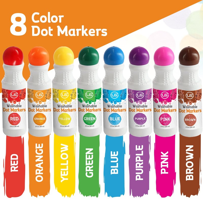 Dot Markers, Bingo Daubers, Washable 8 Colors Dot Markers for