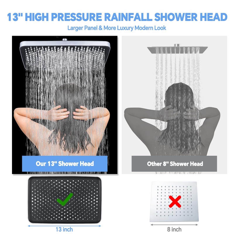 13 Inch Shower Head With Handheld Spray Combo, High Pressure