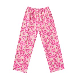 Ekouaer Girls Soft Pajamas Pants Cute Print Pattern PJ Bottoms Comfortable Lounge Long Pants with 2 Pockets 4-14 Years Heart 150