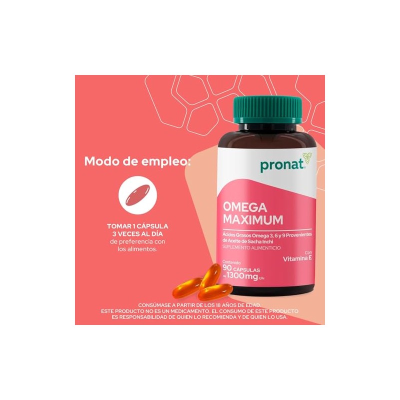 PRONAT | Omega Maximum, Suplemento Alimenticio, 90 Cápsulas con Omega