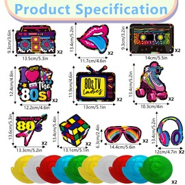 80s Theme Party Hanging Swirls Decorations,20 pcs Party Decoration Set,Manga-Style Retro Hip Hop Party Hanging,Foil Ceiling Streamers for Music Theme Party Birthday Party Band Party,etc.