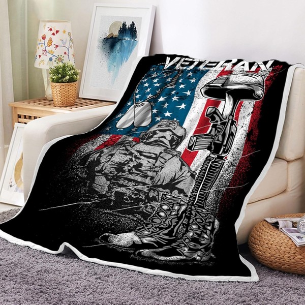 Veteran Throw Blanket, Navy Air Force Army Blanket Soft Army