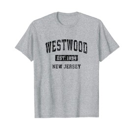 Westwood New Jersey NJ Vintage Sports Design Black Design T-Shirt