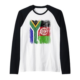South Africa Afghanistan Half Flag South African Afghan Raglan Baseball Tee