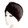 Decou Feather Image Velvet-Feel Twist Pleated Hair Wrap Stretch Turban
