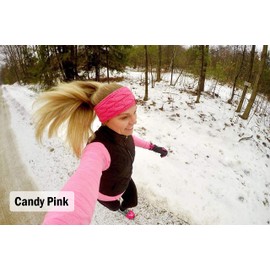 Funky Junque Women's Headwrap Warm Knit Winter Ear Warmer Headband- Candy Pink