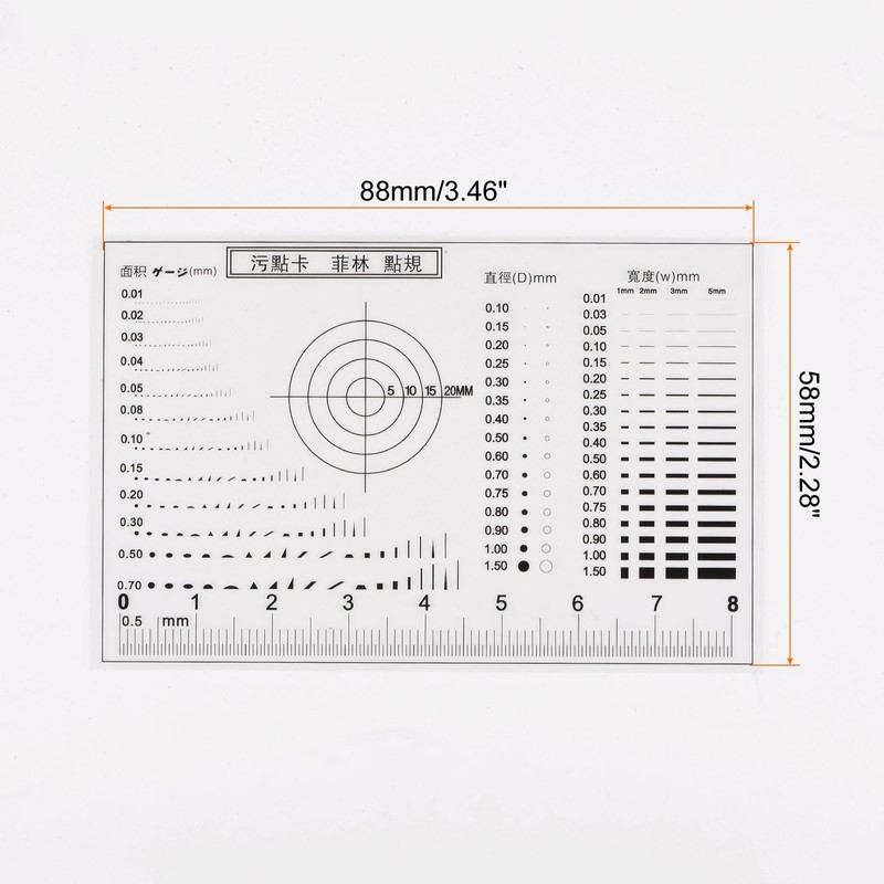 HARFINGTON High Precision SEC Size Estimation Chart 8cm 0.2mm Transparency