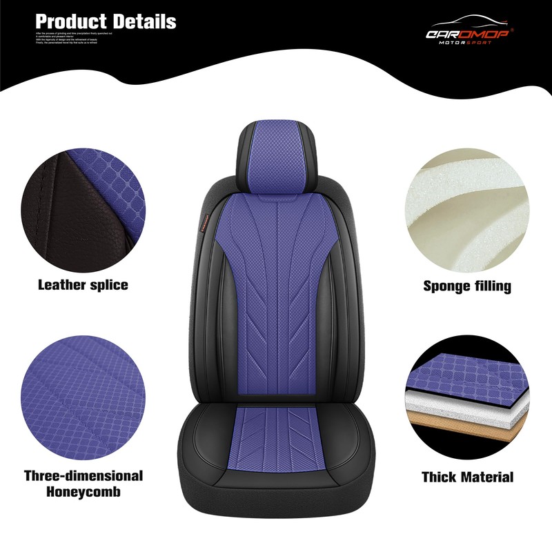CAROMOP Breathable Cloth Fabric Car Seat Covers 2 Front Seats,Faux