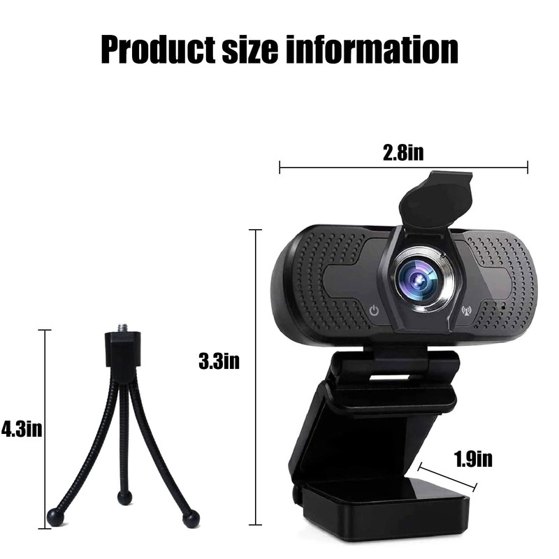 RIBHNXHI 1080P Webcam HD N5 with Built-in Microphone, 110 Degree