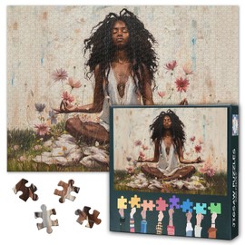 Black Girl Puzzles for Adults 1000 Pieces - Hard Impossible Challenging Family Puzzle Yoga Black Women, 27.5x19.7 Inch Jigsaw Puzzles African American (Home Decoration Gift)
