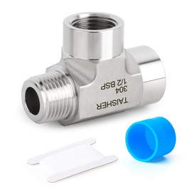 TAISHER 1 Pcs Forging of 304 Stainless Steel Street Tee Pipe Fittings, 1/2" BSP Female x 1/2" BSP Female x 1/2" BSP Male Pipe Fittings,Male Run Tee, for Water Oill Air Gas