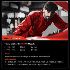 A-Premium Ignition Distributor with Cap and Rotor Compatible with Nissan Sentra 1995-1999, 200SX 1995-1998, 1.6L