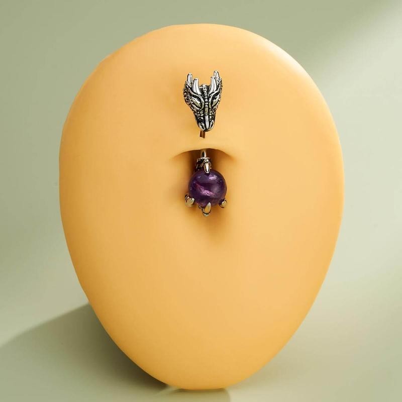 Oufer 14G Dragon and Claw Belly Button Ring - Color: